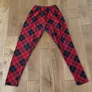 SweetLegs Plus Red Plaid Ultra Soft Leggings / Tights